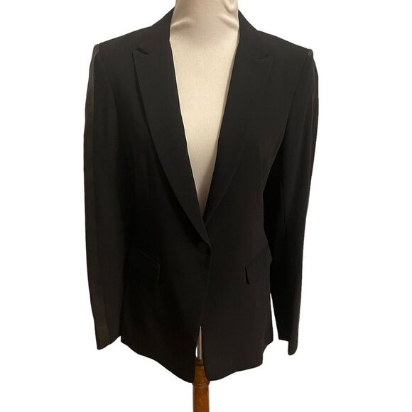 Rag & Bone Store Executive Black Lamb Leather Trimmed Single Button Blazer - Picture 1 of 11